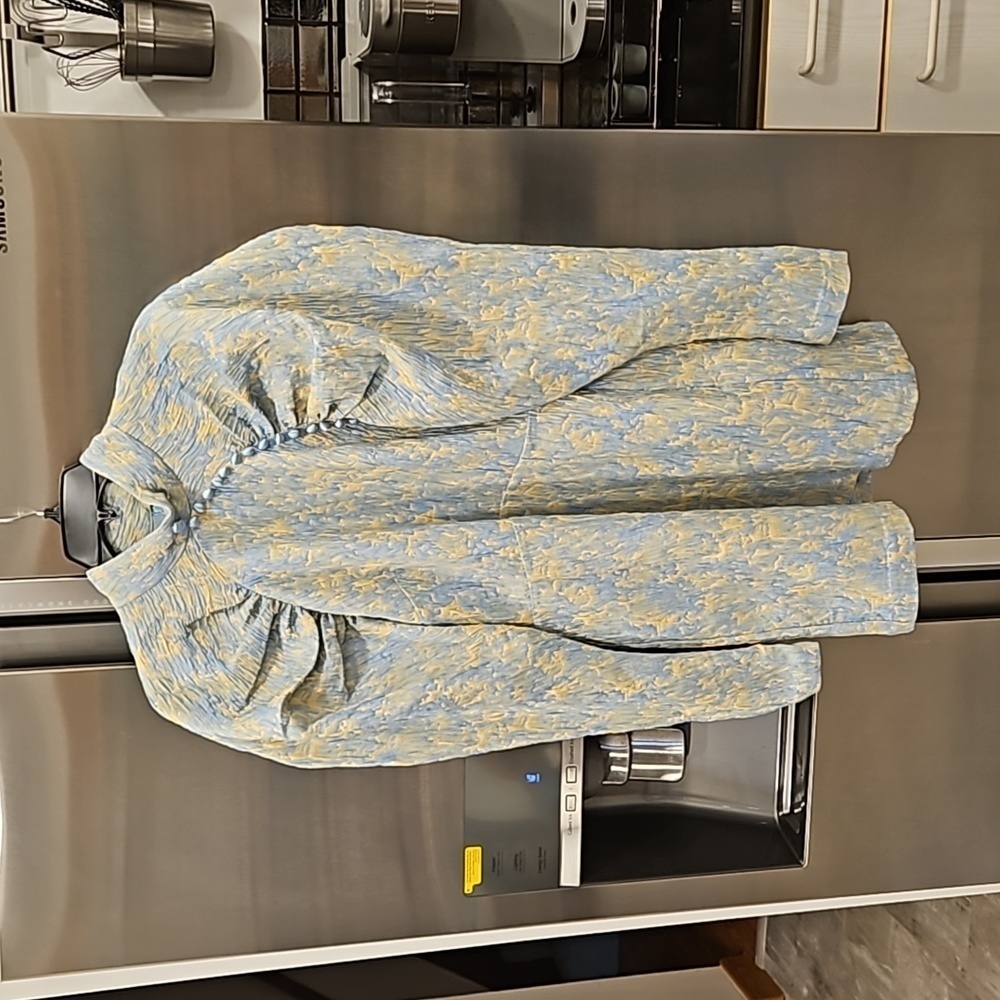 💕ROTATE💕 Button-Detailed Ruched Crinkled-Jacquard Mini Dress Angel Fall 8 NWOT - Picture 12 of 16